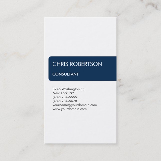 White Blue Strip Attraktive Charm Business Card Visitenkarte (Vorderseite)