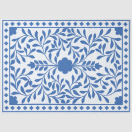 White Blue Traditional Bone Inlay Decoupage Paper Seidenpapier