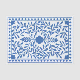 White Blue Traditional Bone Inlay Decoupage Paper Seidenpapier