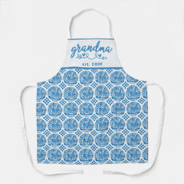 White Blue Ukrainian Ethnic Pattern Oma Est Schürze