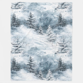 White Blue Weihnachtsbaumen Winterschnee Fleecedecke