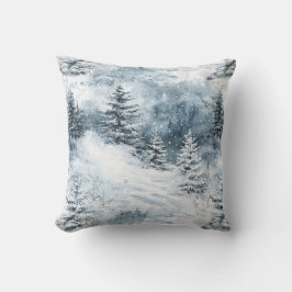 White Blue Weihnachtsbaumen Winterschnee Kissen