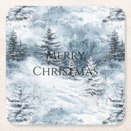 White Blue Weihnachtsbaumen Winterschnee Rechteckiger Pappuntersetzer