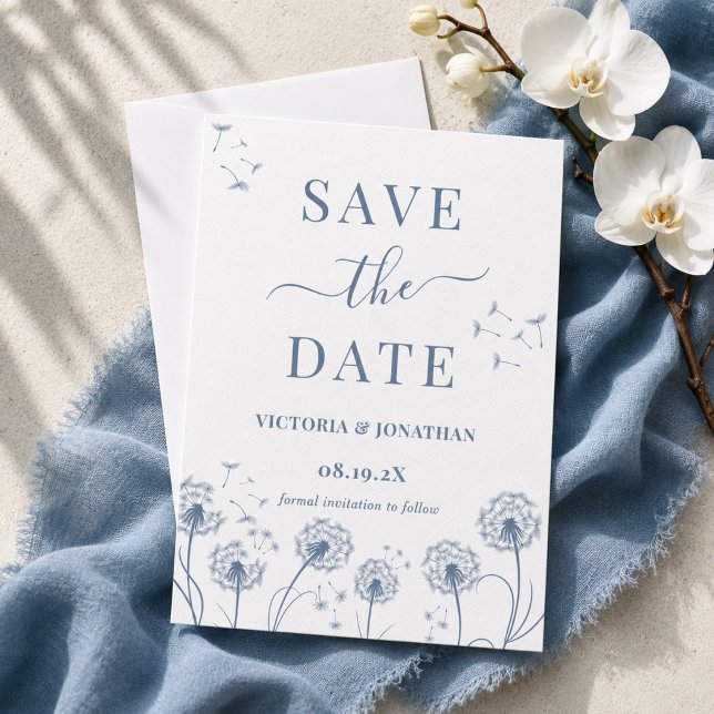 White Blue Wildblume Boho Wedding Save The Date (Von Creator hochgeladen)