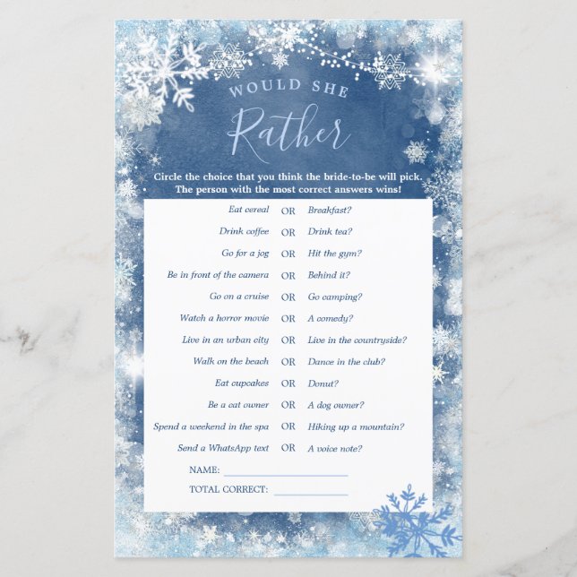 White Blue Winter Schneeflocke würde sie eher (Vorderseite)