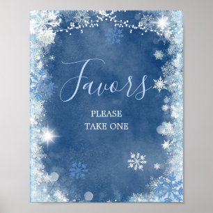White Blue Winter Snowflake Brautparty Favoriten Poster