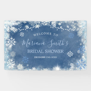 White Blue Winter Snowflake Brautparty Grosses Banner