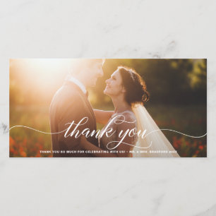White Blüh Script Wedding Vielen Dank Dankeskarte