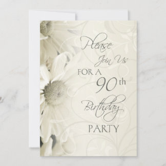 White Blume 90. Geburtstagsparty Einladungen