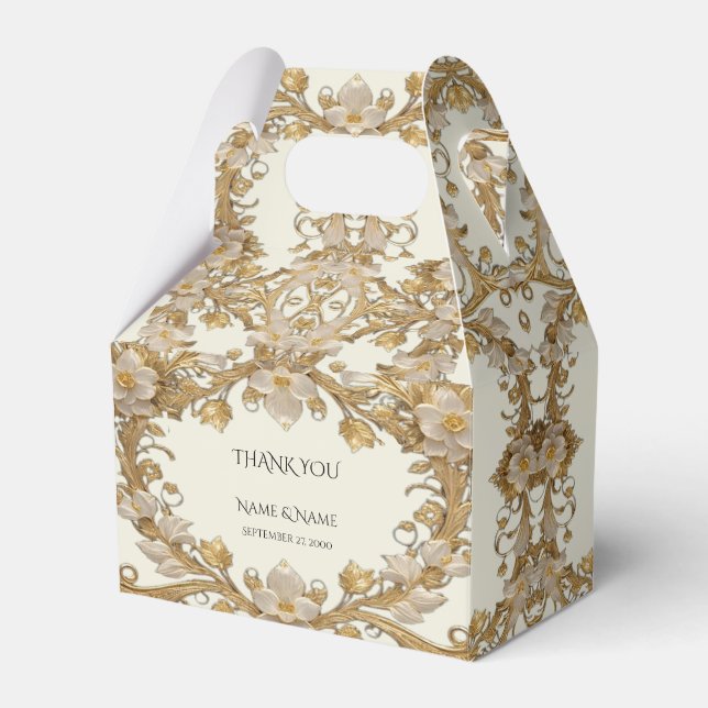 White Blume Decorative Gold Fevor Box Geschenkschachtel (Vorderseite)