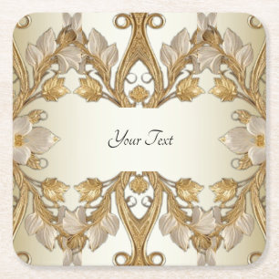 White Blume Decorative Gold Paper Untersetzer