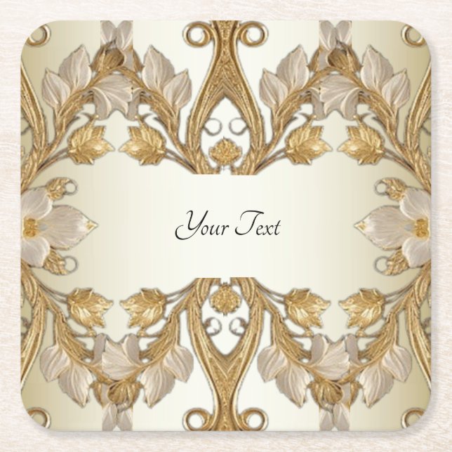 White Blume Decorative Gold Paper Untersetzer (Vorderseite)