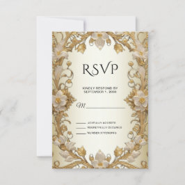 White Blume Decorative Gold RSVP Card