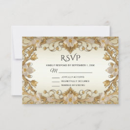 White Blume Decorative Gold RSVP Card