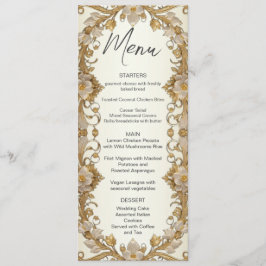 White Blume Decorative Gold Wedding Menü Menükarte