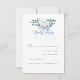 White Blume Dusty Blue Wedding RSVP