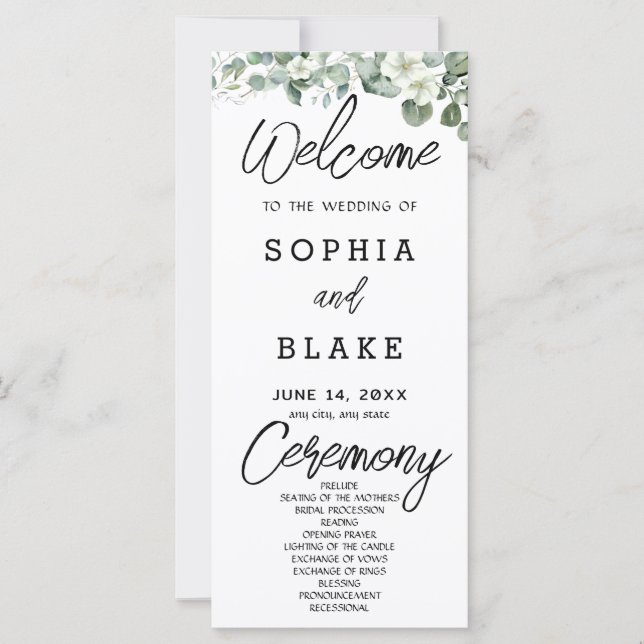 White Blume Greenerity White Wedding Programm (Vorderseite)
