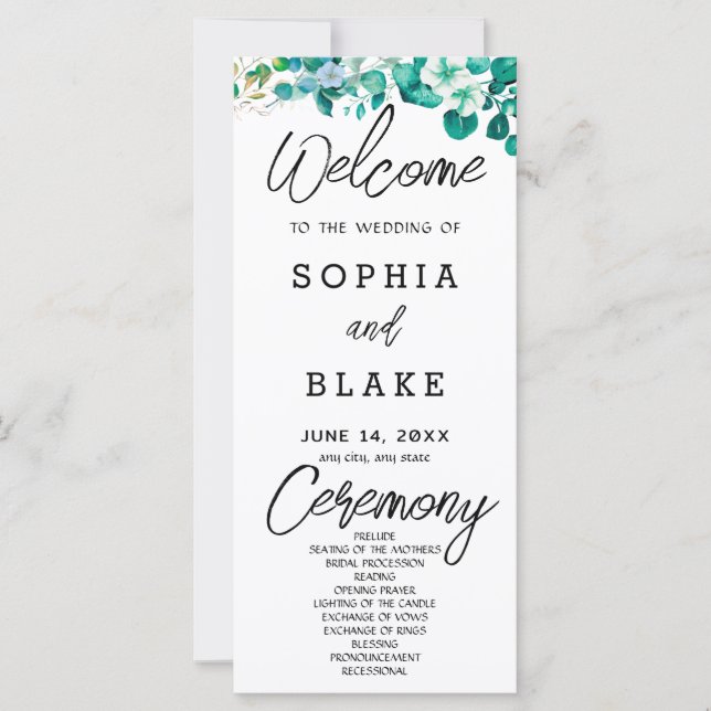 White Blume Greenerity White Wedding Programm (Vorderseite)