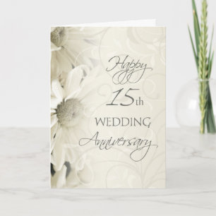 White Blume Happy 15 th Wedding Anniversary Card Karte