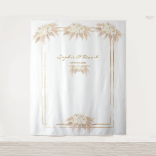 White Blume Pampas Grass Foto Stand Hochzeit Wandteppich