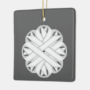 White Blume Ribbon von Kenneth Yoncich Keramikornament