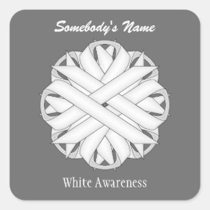 White Blume Ribbon von Kenneth Yoncich Quadratischer Aufkleber
