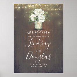 White Blume Rustic Country Wedding Willkommenszeic Poster
