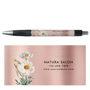 White Blume Salon Business Promotions Rose Gold Kugelschreiber