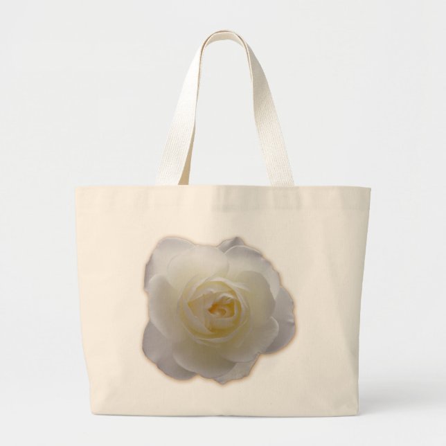 White Blume Tote Tag White Rose Beach Tragetaschen (Vorne)