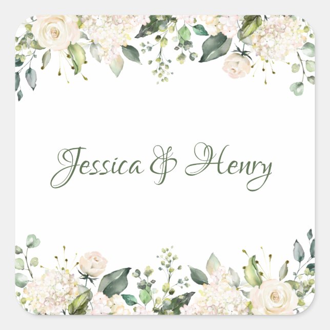 White Blume Wedding Stickers (Vorderseite)