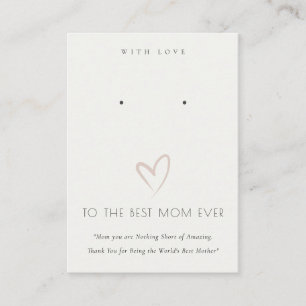 WHITE BLUSH HEART BEST MAMA GIFT EARRING DISPLAY PLATZKARTE
