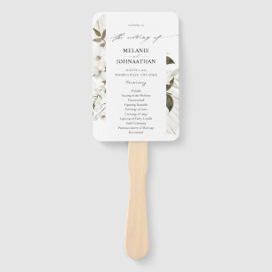 White Boho Floral Wedding Program Fächer