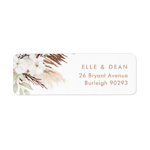 White Boho Floral Wedding Rücksendeadresse