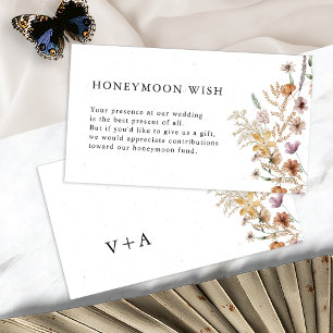 White Boho Honeymoon Wish Enclosure Card Begleitkarte