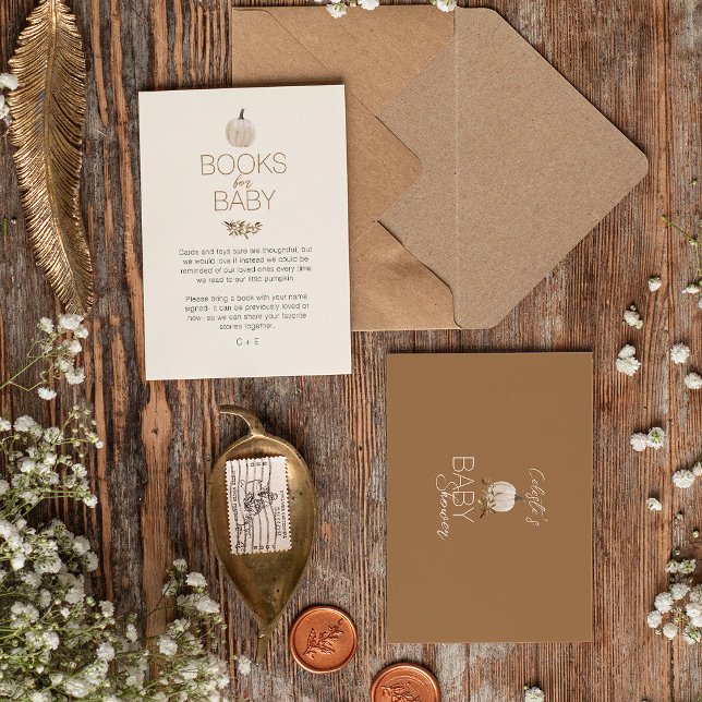 White Boho Pumpkin Baby Duschbücher für Baby Begleitkarte (Von Creator hochgeladen)