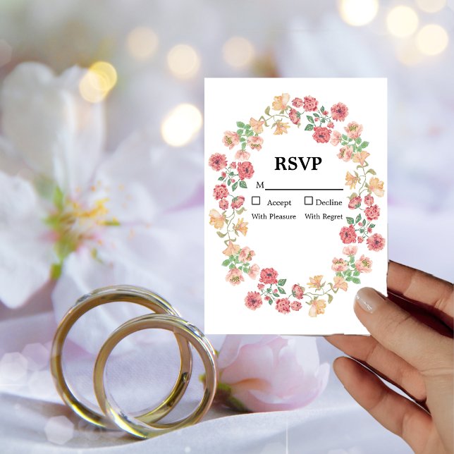 White Boho Watercolor Blume Wedding RSVP Einladung (Von Creator hochgeladen)