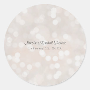 White Bokeh Moderner Glamour Chic Custom Gastgesch Runder Aufkleber