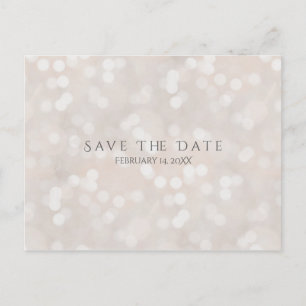 White Bokeh Moderner Glamour Chic Save the Date Ankündigungspostkarte