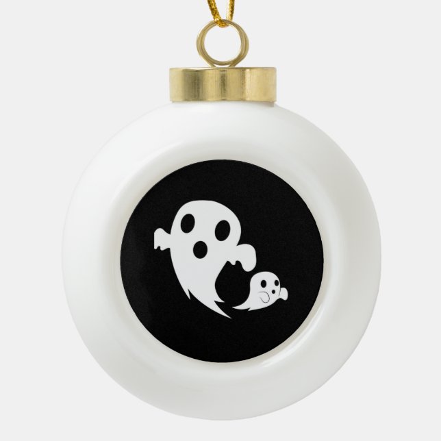 White Boo Keramik Kugel-Ornament (Vorderseite)