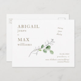 White Botanical Foto Wedding Rettete unser Datum I Postkarte