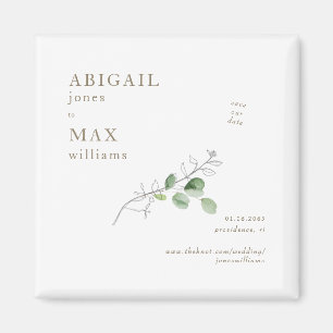 White Botanical Wedding Rettete unseren Date Gold  Magnet