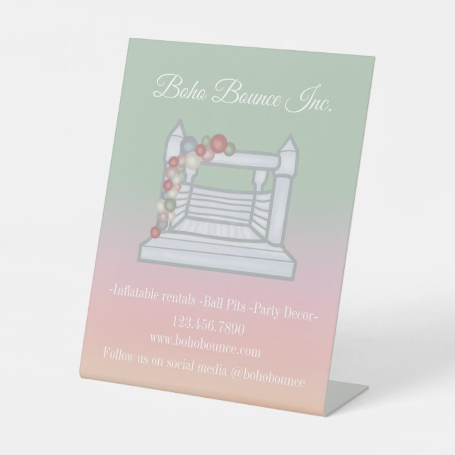 White Bounce Castle Aufblasbares Party Vermietunge Sockelschild (Vorderseite)