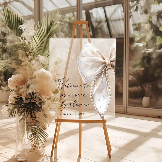 White Bow Baby Dusche Willkommen Acrylschild (Von Creator hochgeladen)