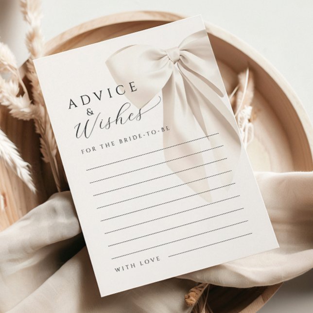 White Bow Brautparty Ratschläge & Wünsche Karte (Von Creator hochgeladen)