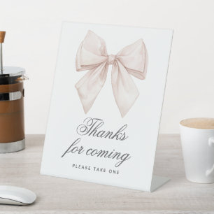 White Bow Dusche Danke für das kommende Zeichen Sockelschild