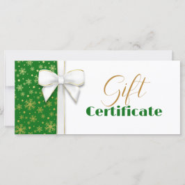 White Bow Green Luxe Gold Snowflakes