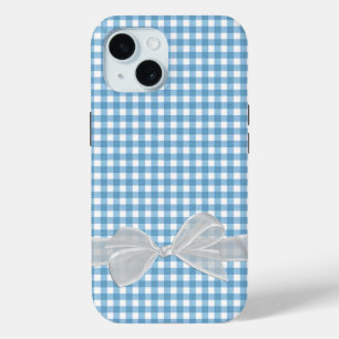 White Bow On Blue Gingham Case-Mate iPhone Hülle