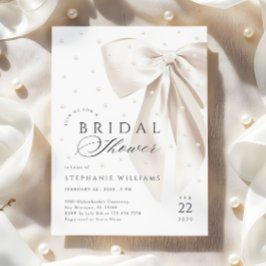 White Bow Pearls Bridal Dusche Einladung