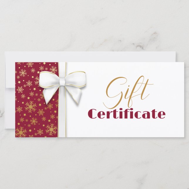 White Bow Red Luxury Gold Snowflakes (Vorderseite)