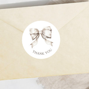 White Bow Ribbon Vintag Baby Dusche Vielen Dank Runder Aufkleber